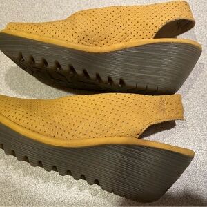 Fly London Women’s Yellow Perforated Wedge Slingback Sandals